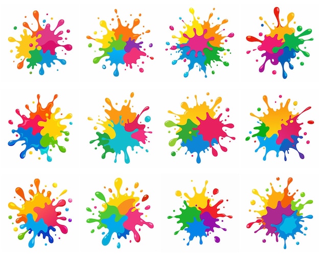 Splash of paints Blobs Paint splatter colourful set Vector splash of paints isolated on white
