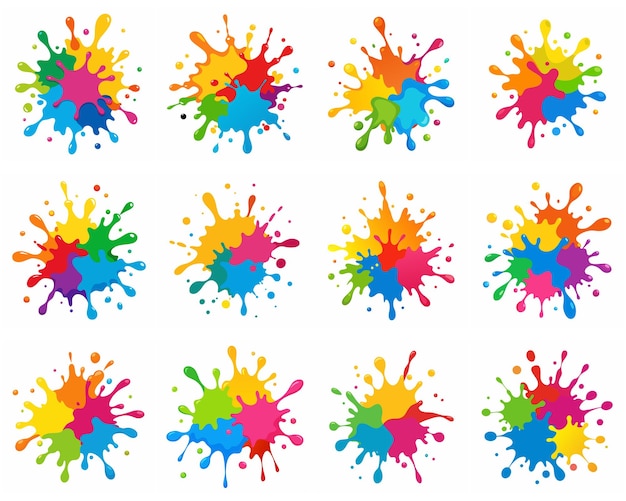 Splash of paints Blobs Paint splatter colourful set Vector splash of paints isolated on white