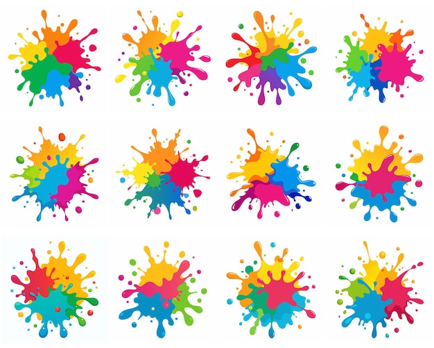 Splash of paints Blobs Paint splatter colourful set Vector splash of paints isolated on white