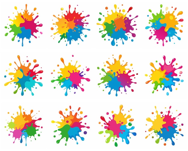 Splash of paints Blobs Paint splatter colourful set Vector splash of paints isolated on white