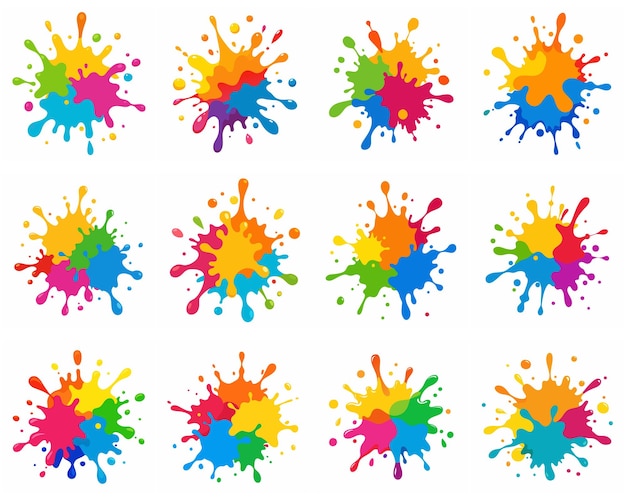 Splash of paints Blobs Paint splatter colourful set Vector splash of paints isolated on white