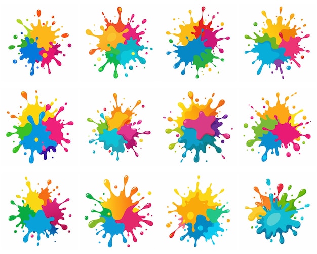 Splash of paints Blobs Paint splatter colourful set Vector splash of paints isolated on white