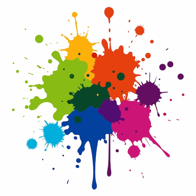 splash of paints blobs paint splatter colourful vector splash of paints isolated on white