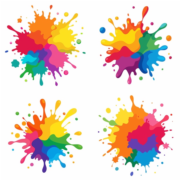 splash of paints blobs paint splatter colourful vector splash of paints isolated on white