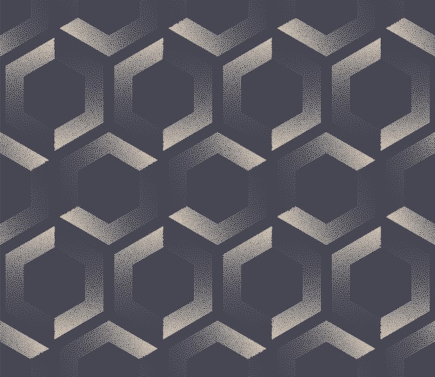 Split Hexagons Modern Seamless Pattern Vector Dot Work Stern Abstract Background