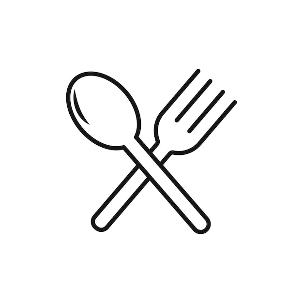 Spoon and fork icon Simple thin line flat symbol