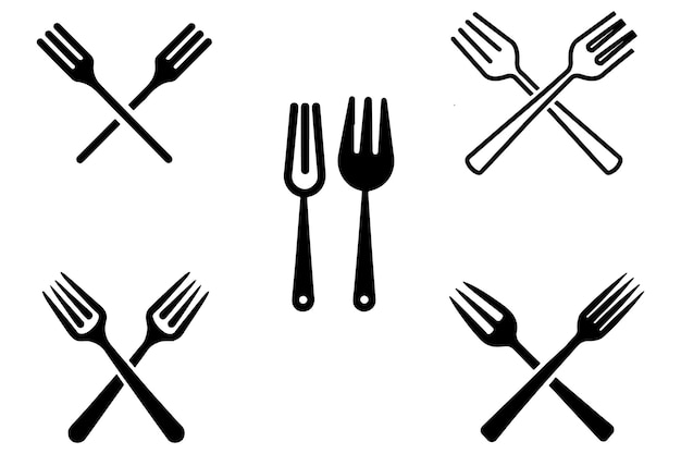 spoons and forks set vector on white background stock illustration