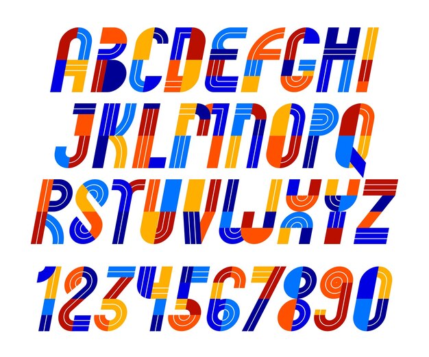 sport game font vector retro trendy geometric alphabet letters set italic speed typeface numbers included 90s style logo creation