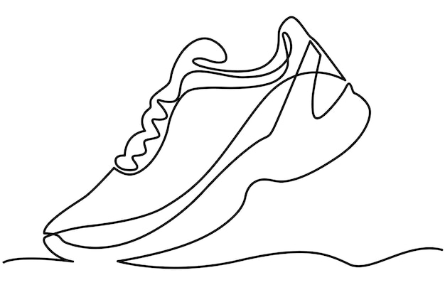 Sport Sneaker shoes in continuous line art drawing style sneakers are drawn with one line