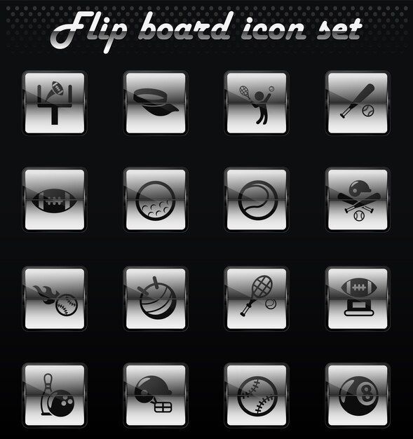 Sport vector flip mechanical icons for user interface design