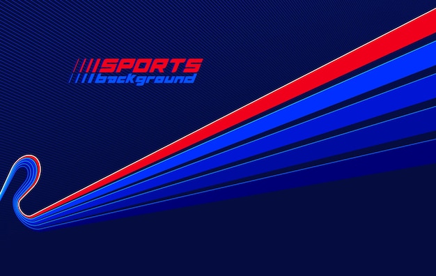 Sports activities games and racing vector linear background in 3D perspective rotation dark red and blue dynamic layout with lines like a road or race