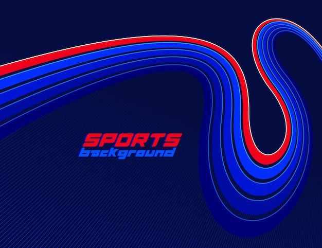 Sports background vector abstract lines in 3D dimensional rotation dark red and blue dynamic layout for sport games or racing and running activities