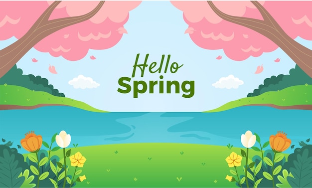 Spring Background Flat vector Illustration