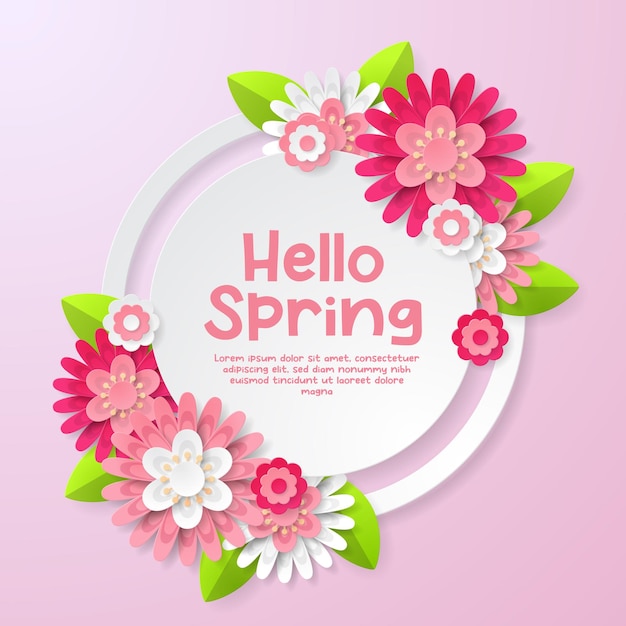 Spring Background vector template with beautiful colorful flowers
