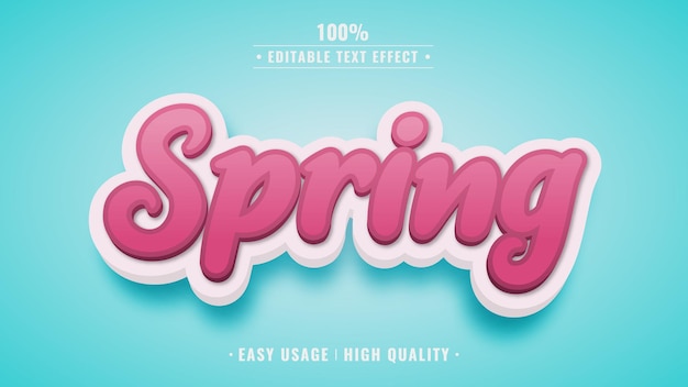 Spring editable 3d text effect style