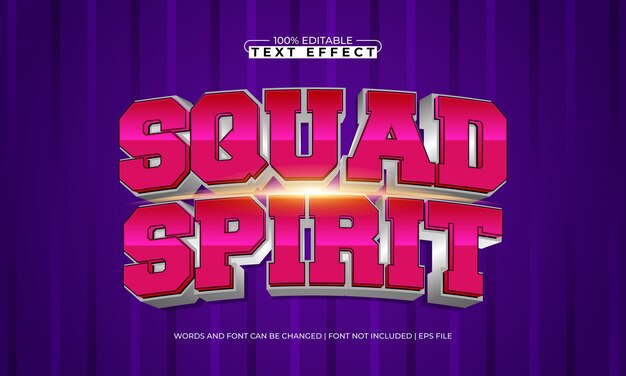 squad spirit editable text effect with a team and champion text style