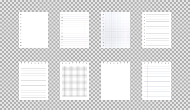 square and lined paper sheets of notebook or notebook.