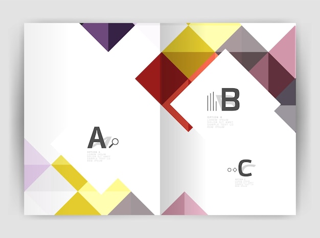 Square annual report brochure a4 print template with sample option text infographics