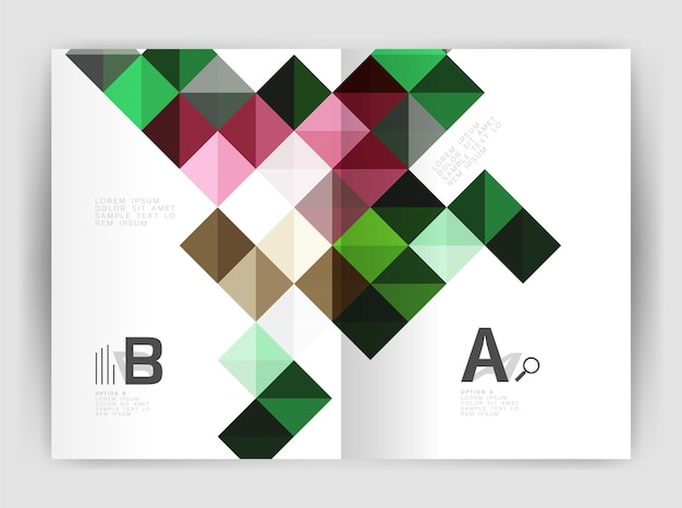 Square annual report brochure a4 print template with sample option text infographics