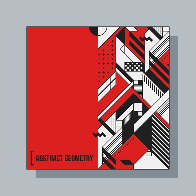 Square background design template with abstract geometric elements