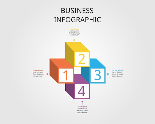 square chart step template for infographic for presentation for 4 element