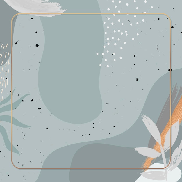 square gold frame on botanical memphis pattern background vector
