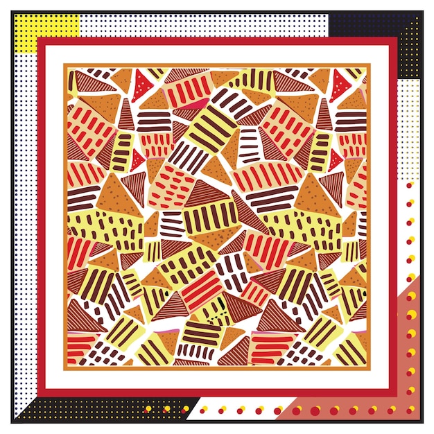 square scarf Beautiful Abstract geometric shape bandanna design retro base print vector file