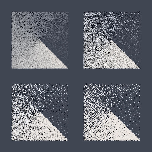 Square shaped dotted objects stipple elements fading gradient stippling dotwork drawing shading