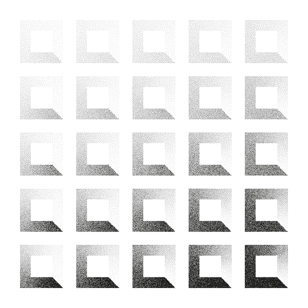 Square shaped dotted objects stipple elements stippling dotwork drawing shading using dots pixel