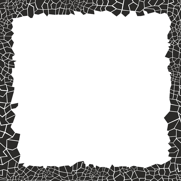 square vector frame with stones mosaic pattern decorative border simple black and white background