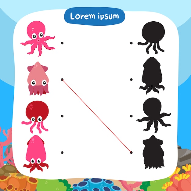 squid matching game vector design