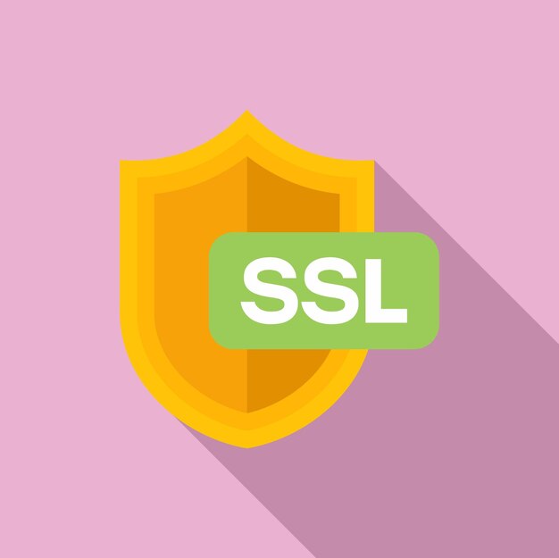 SSL certificate shield icon flat vector Safe data Safety security