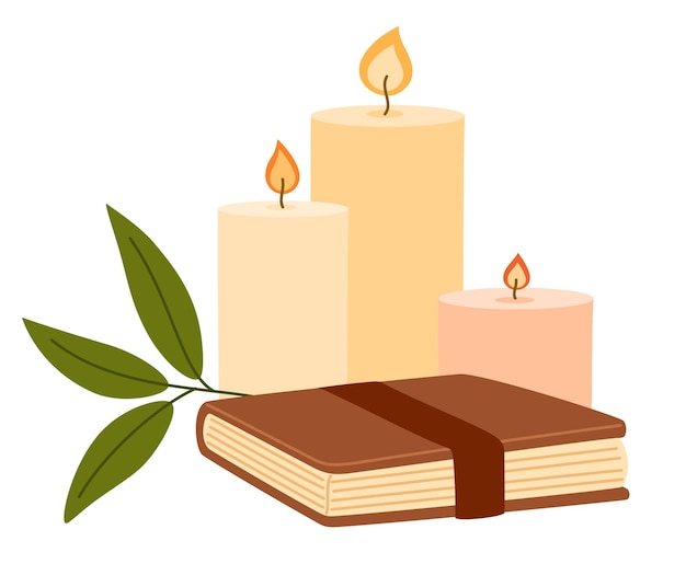 Stack of books and candles Cozy pastime Literature