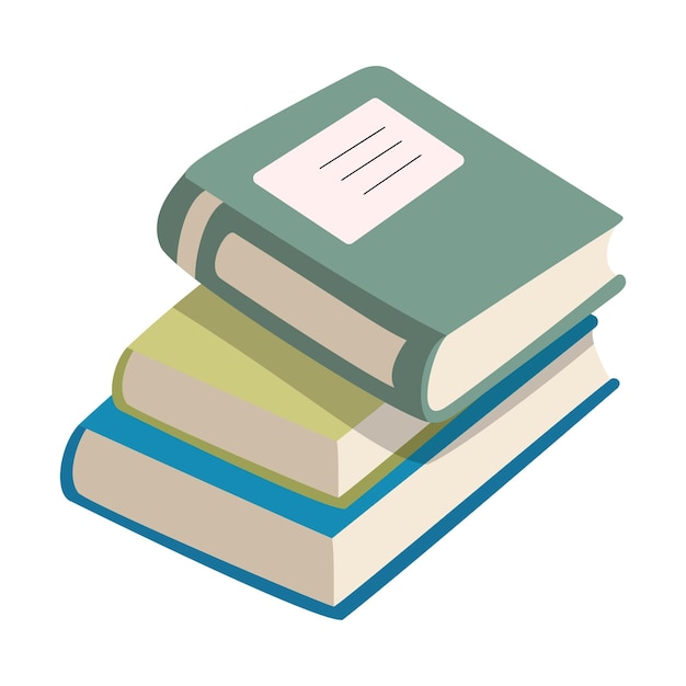 Stack of books three books flat design illustrations