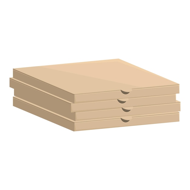 Stack of cardboard pizza boxes on white background