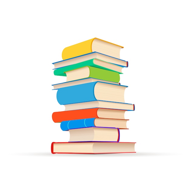 stack of different colorful textbooks isolated on white