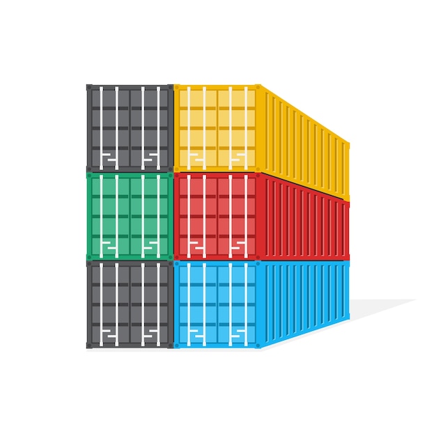 Stack of the container, Logistics and Transportation concept, Illustration.