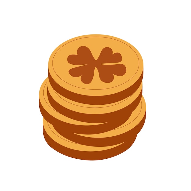 stacked coins featuring clover designs in various colors create a playful representation