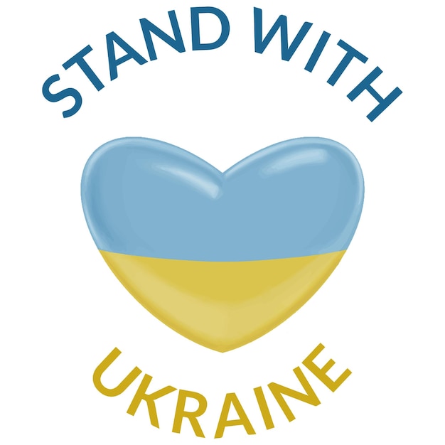 Stand with Ukraine heart in ukrainian flag colors