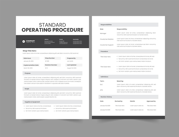 Standard operating procedure design and sop template standard operating procedure