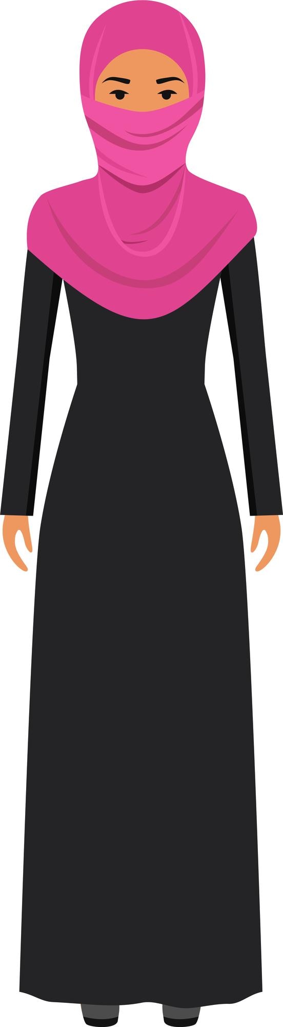 Vektör standing arab woman in the traditional muslim arabic clothing. vector illustration