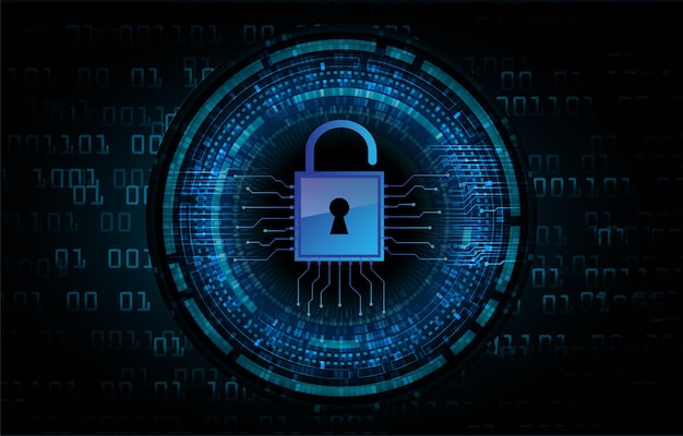 Stängt hänglås på digital bakgrund, cybersäkerhet