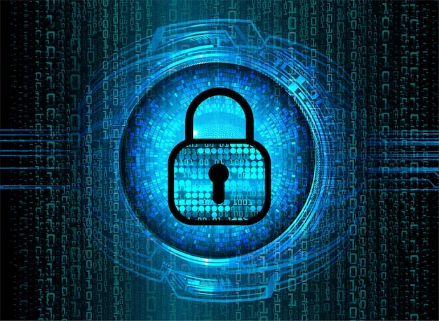 Stängt hänglås på digital bakgrund, cybersäkerhet