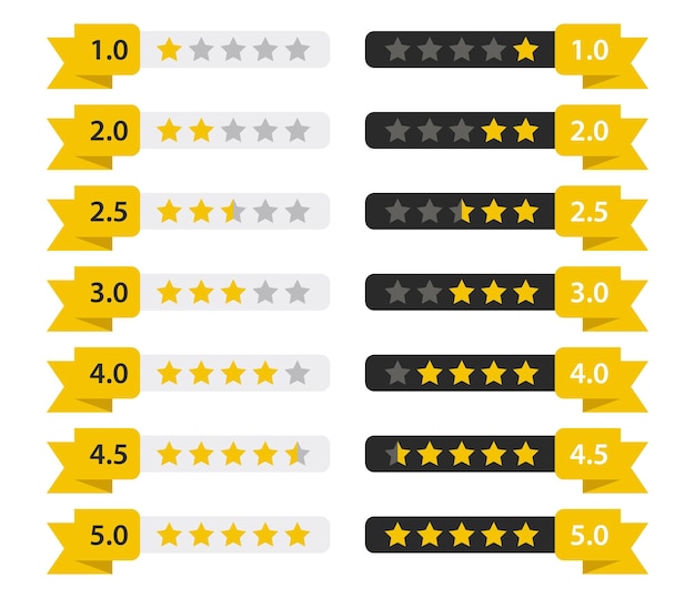 Star rating collection vector ranking illustration