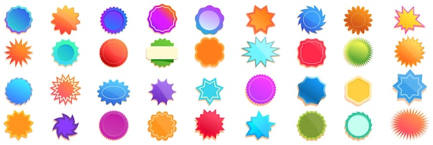 starburst price icons set collection of colorful gradient blank starburst stickers offering space for text