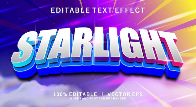 starlight vector text effect with modern style design