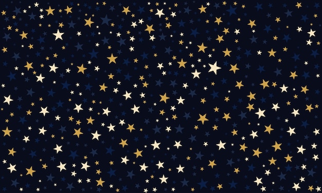 starry night pattern with gold navy and cream stars