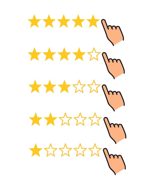 stars rating with hand icon vector illustration