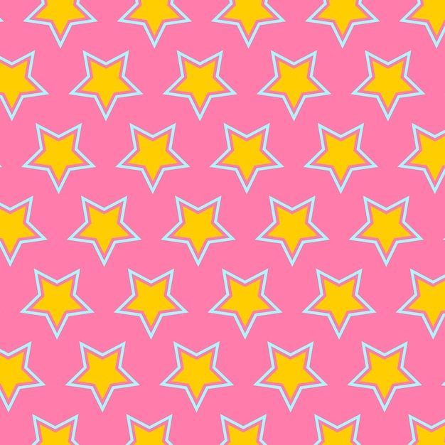 Stars Seamless Pattern Seamless Blue and yellow Stars Pattern on Pink Background Good for fabric
