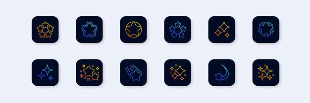 Stars set Flat orange blue set of icons with stars Vector icons